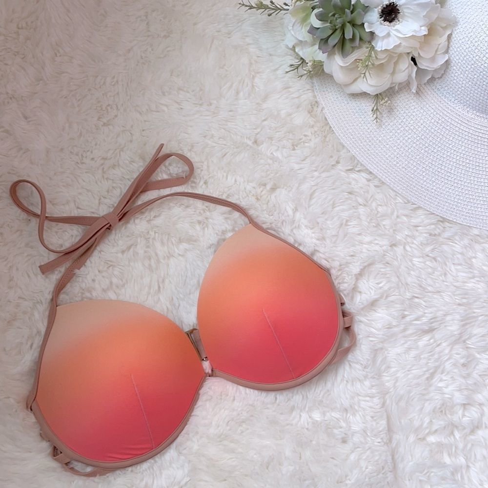 Women’s Ombre Peach-Pink Push-Up Bikini Top